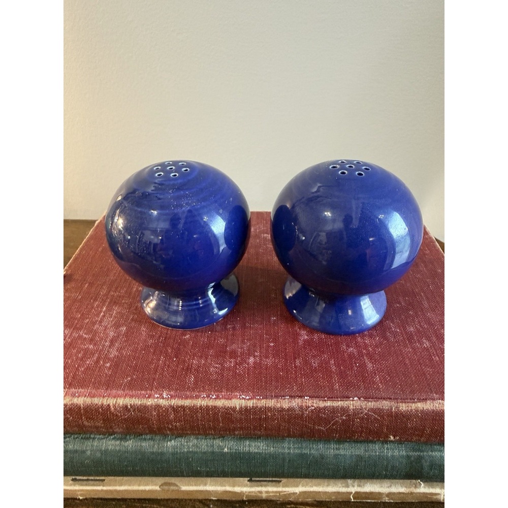 Vintage Fiesta Fiestaware Cobalt Blue Ball Salt/Pepper Shaker Set